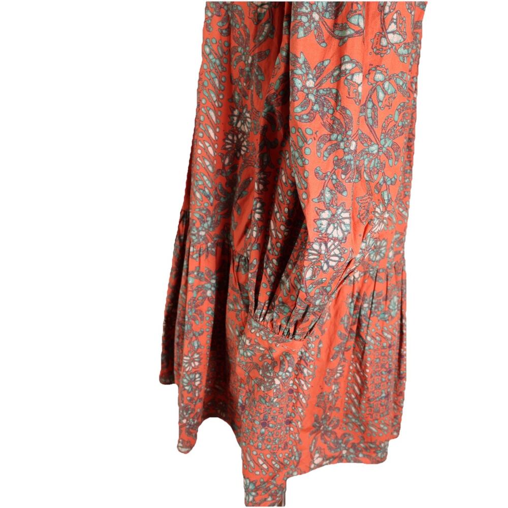 ULLA JOHNSON Ria Gathered Printed Cotton Poplin Mini Dress In Clementine Size 00 - Picture 7 of 15